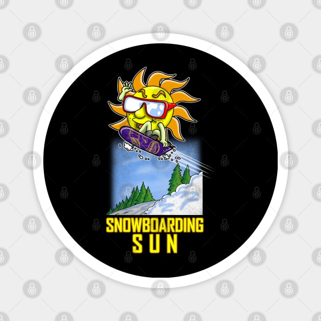 Cute Summer Sun Snowboarding Winter Sports Cartoon Meme Magnet by BoggsNicolas